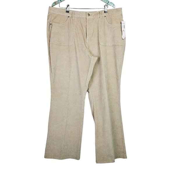 Dressbarn Women's Beige Khaki Stretch 4 Pkt Corduroy Pants, Plus Size 18W, NWT - Picture 2 of 8